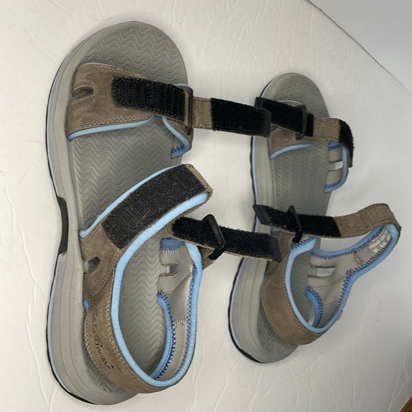 Eddie Bauer Velcro  dark grey with light blue sandals women’s size 10 - Picture 7 of 13